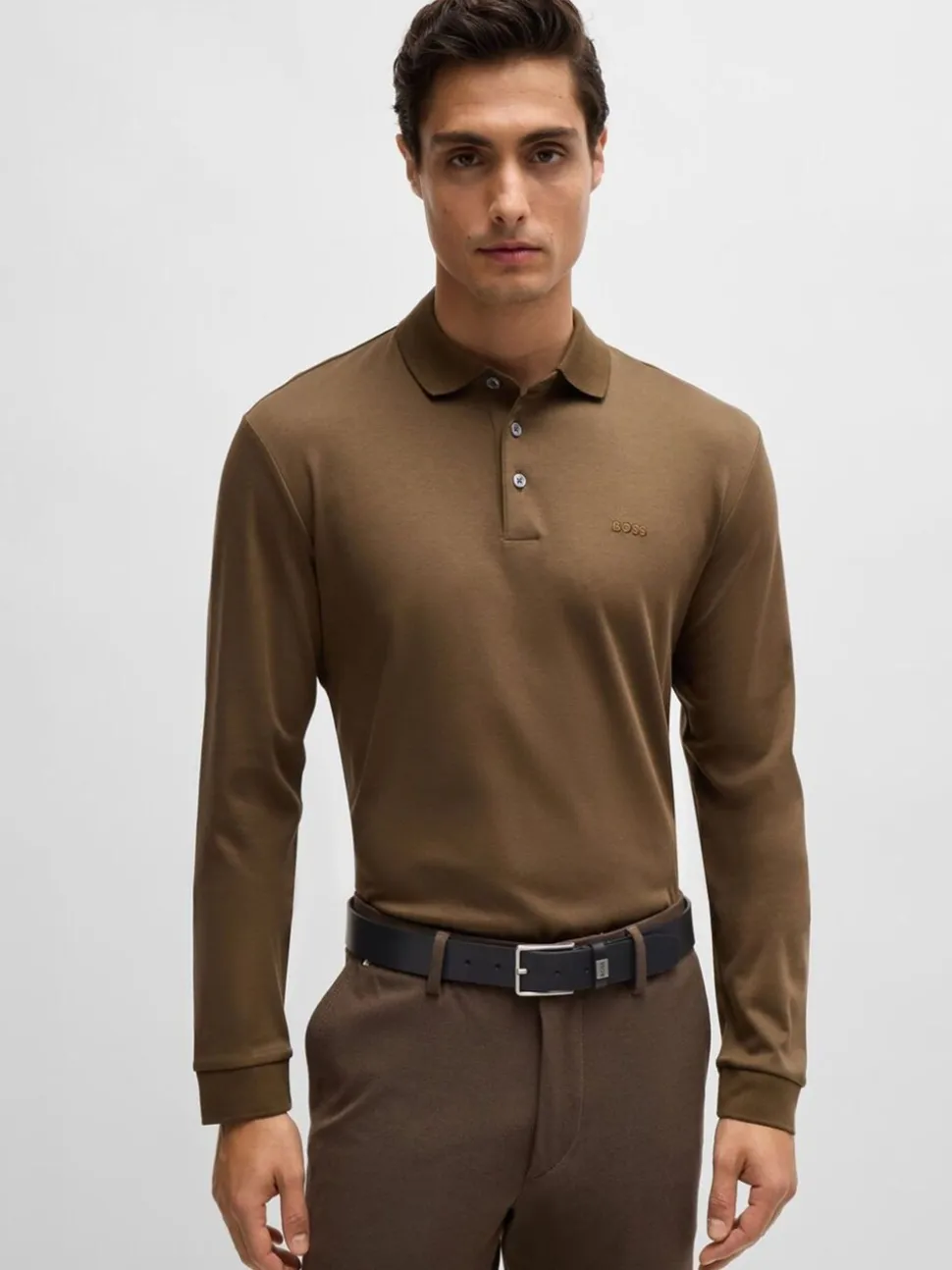 BOSS Elio Italiaanse leren riem met logo