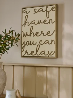 Boucle Embroidered Relax Phrase Wall Art