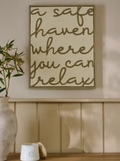 Boucle Embroidered Relax Phrase Wall Art