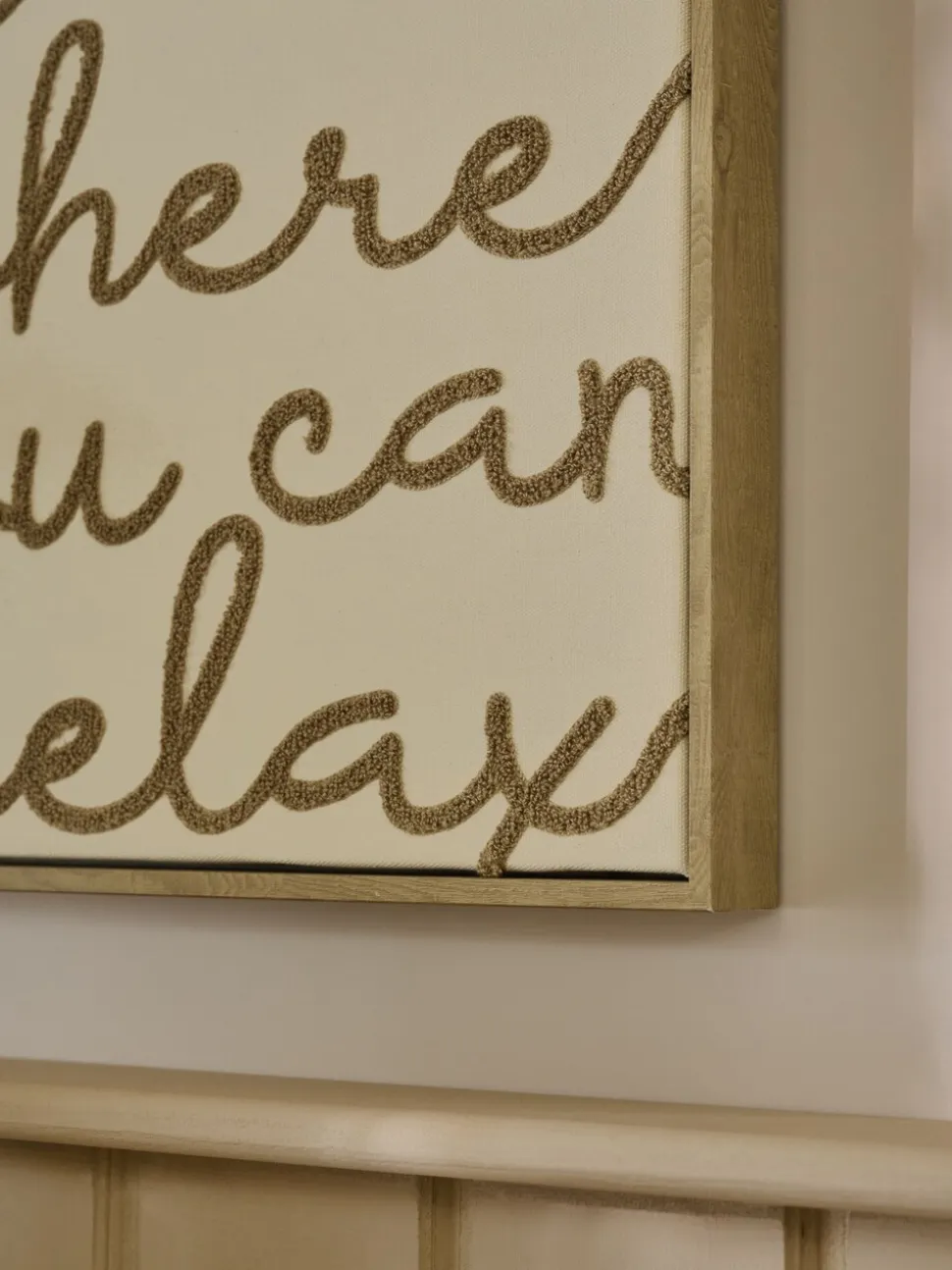 Boucle Embroidered Relax Phrase Wall Art