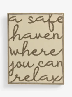 Boucle Embroidered Relax Phrase Wall Art