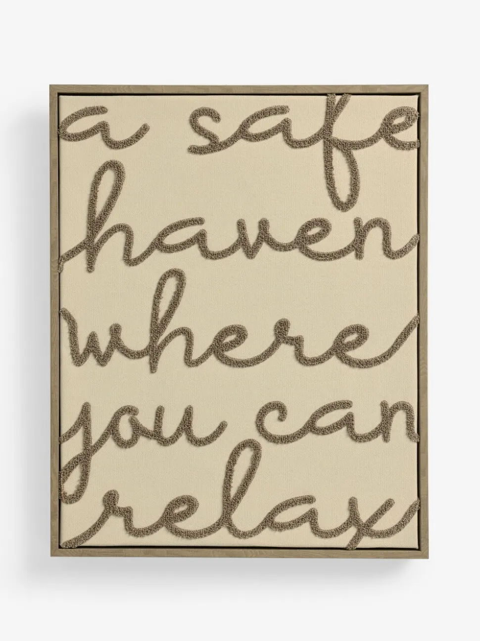 Boucle Embroidered Relax Phrase Wall Art