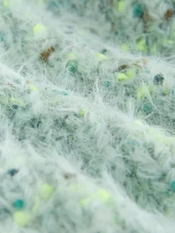 Bright Green Neppy - Fuzzy Texture V-Neck Cardigan