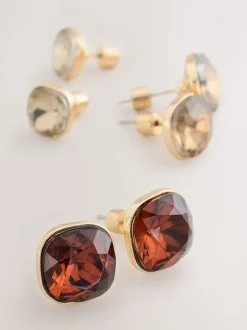 Brons - Jewel Stud Earrings 3 Pack