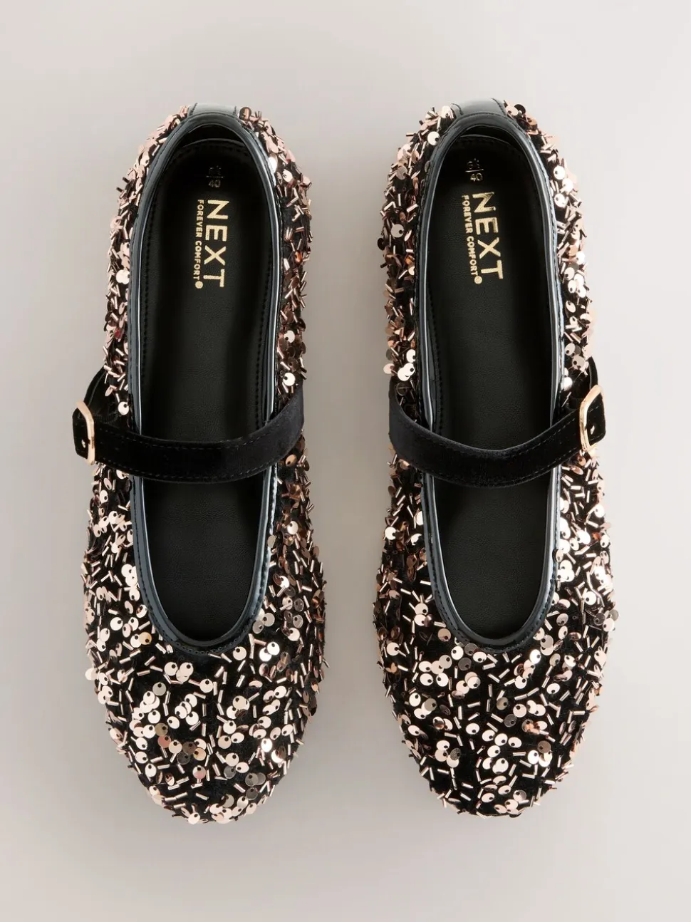 Brons - Mary Jane-schoenen met versierde pailletten van Forever Comfort®
