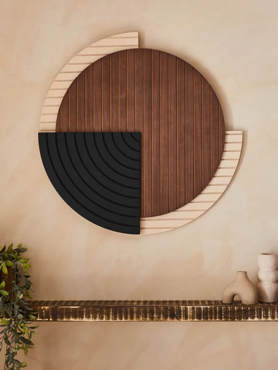 Bronx circulaire wanddecoratie van hout