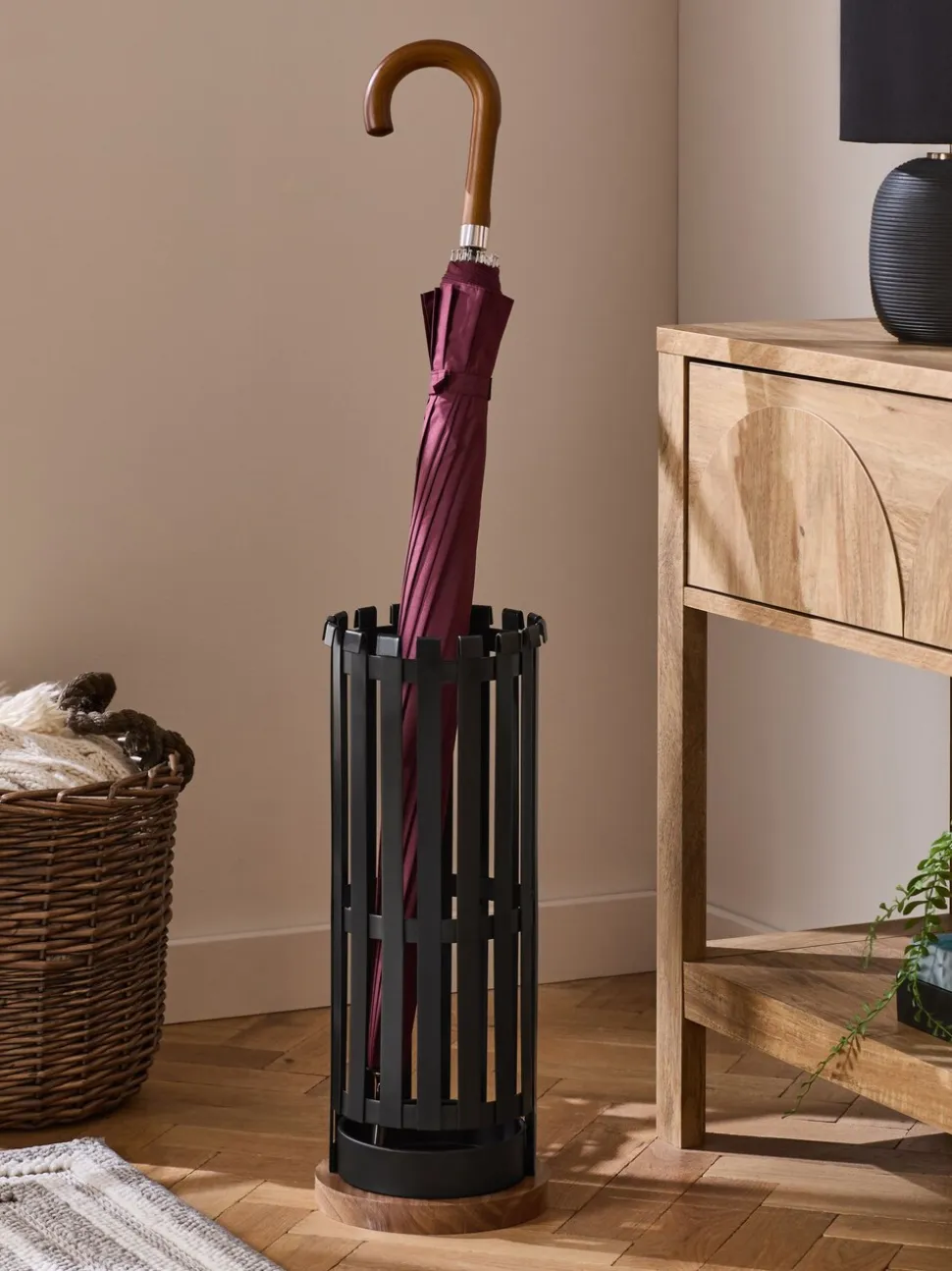 Bronx parapluhouder van metaal en hout