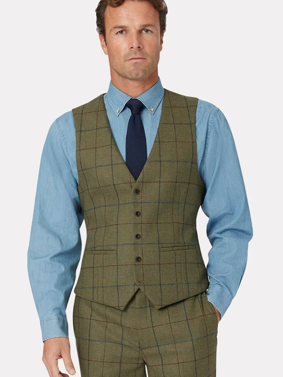 Brook Taverner Ruit wollen Pak gilet