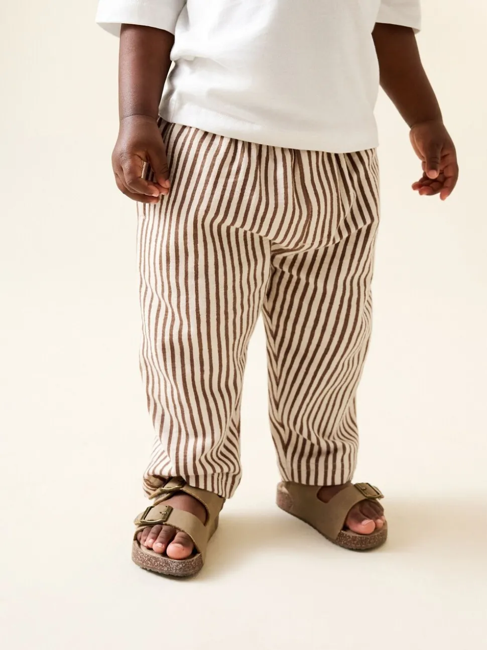 Brown & Ecru Stripe - Lightweight Joggers (3mths-7yrs)