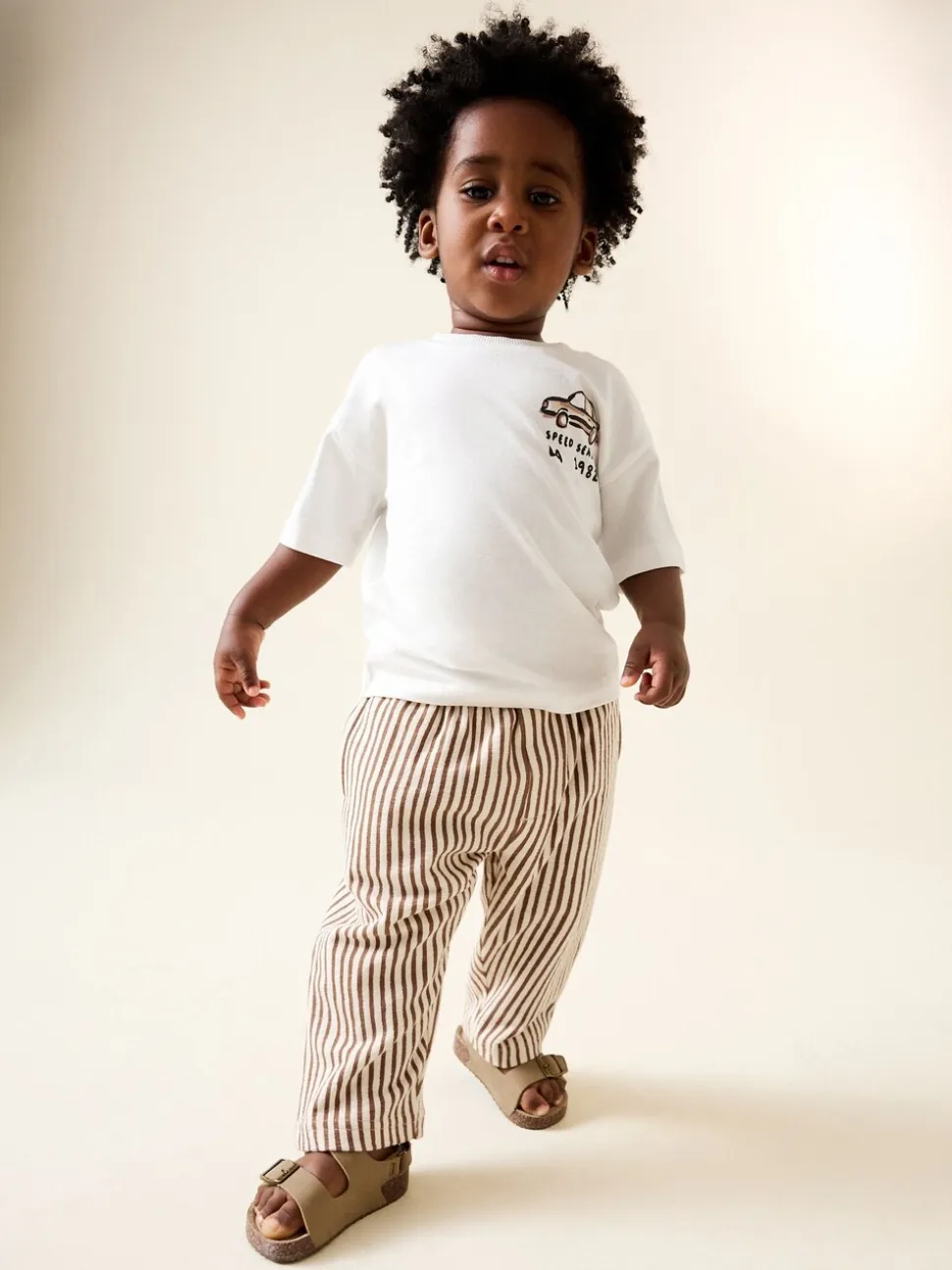 Brown & Ecru Stripe - Lightweight Joggers (3mths-7yrs)