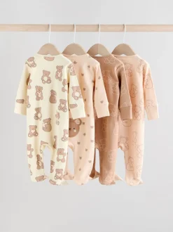Bruin - 4 Pack Baby-pyjama's met tweewegrits (0mnd -2jr)
