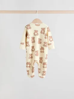 Bruin - 4 Pack Baby-pyjama's met tweewegrits (0mnd -2jr)