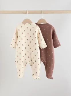 Bruin - Baby gewatteerde berenpyjama's 2 set