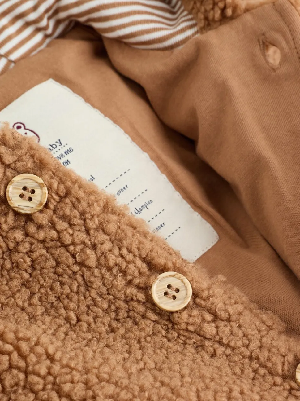 Bruin - Borg Baby Pramsuit Met capuchon