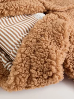 Bruin - Borg Baby Pramsuit Met capuchon