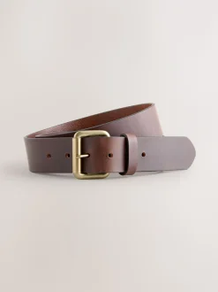 Bruin - Casual leren riem met rolgesp