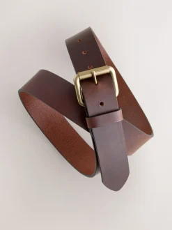 Bruin - Casual leren riem met rolgesp