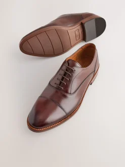 Bruin - Contrast Sole Leather Oxford Toecap Shoes