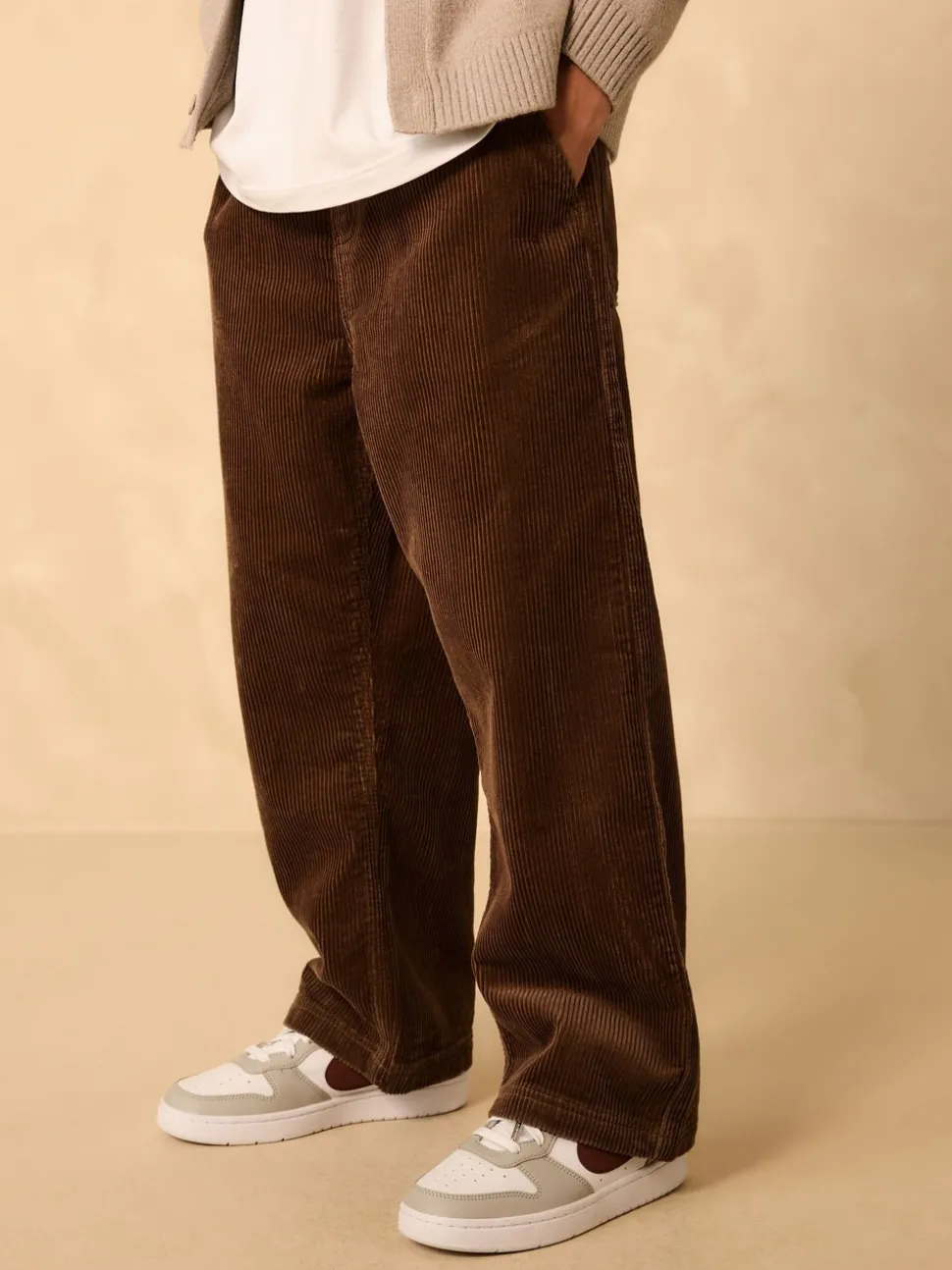 Bruin - Corduroy instapbroek (3-16jr)