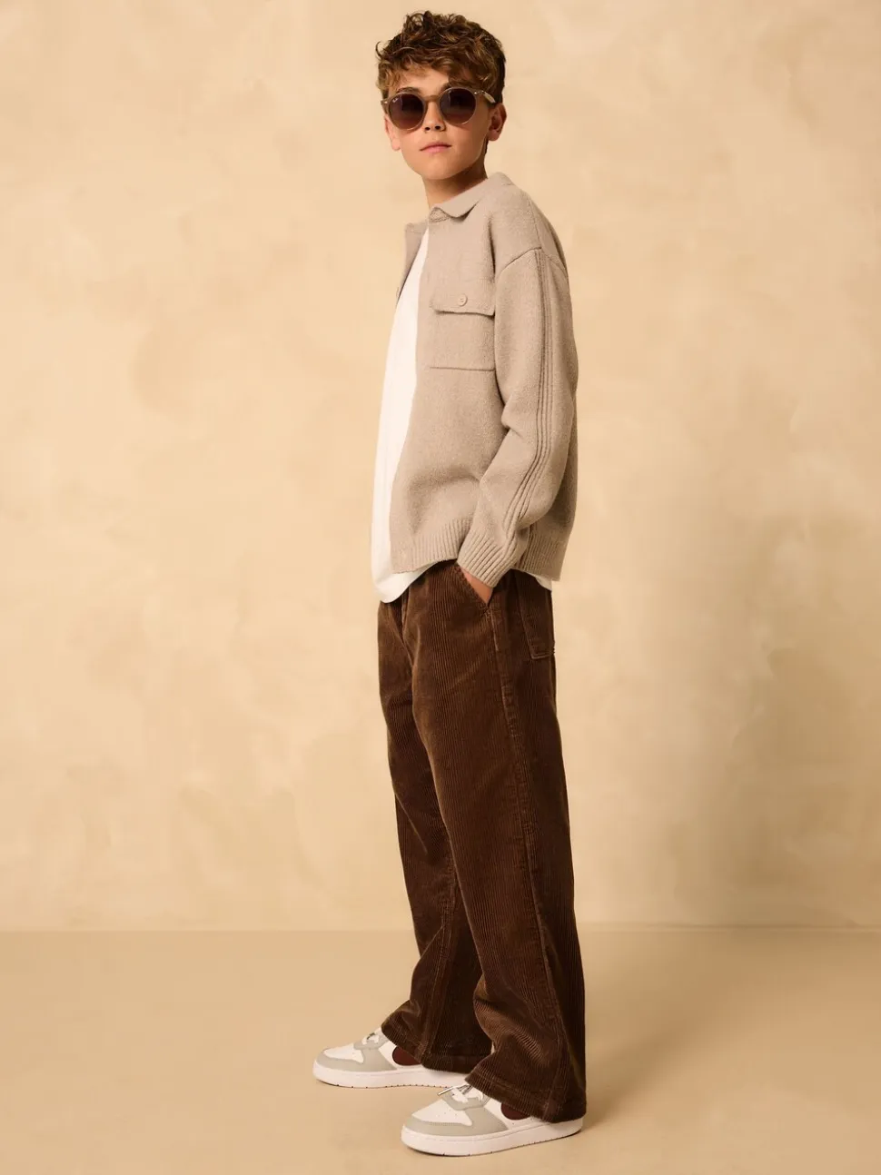 Bruin - Corduroy instapbroek (3-16jr)