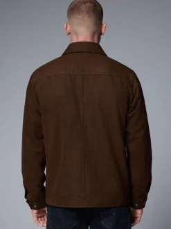 Bruin - Faux Suede Zip Through Collared Shacket