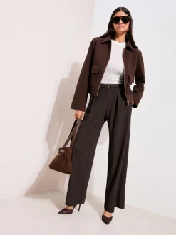 Bruin - Friends Like These Crinkle Jersey Wide Leg Trousers with Buckle Front