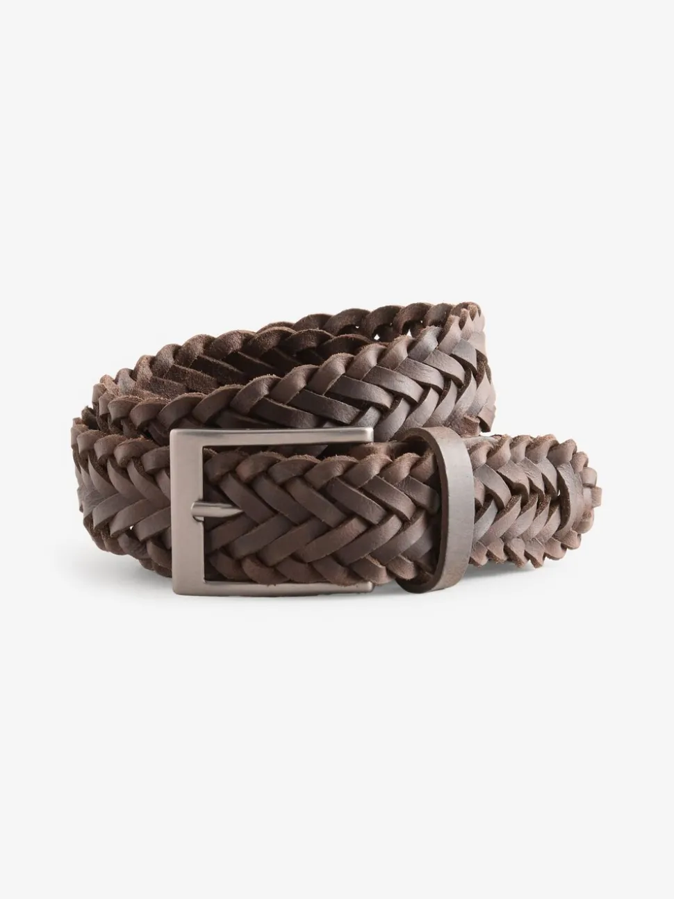 Bruin - Gevlochten leren riem