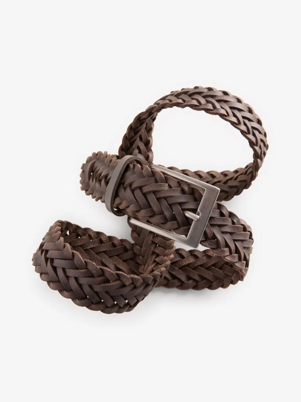 Bruin - Gevlochten leren riem