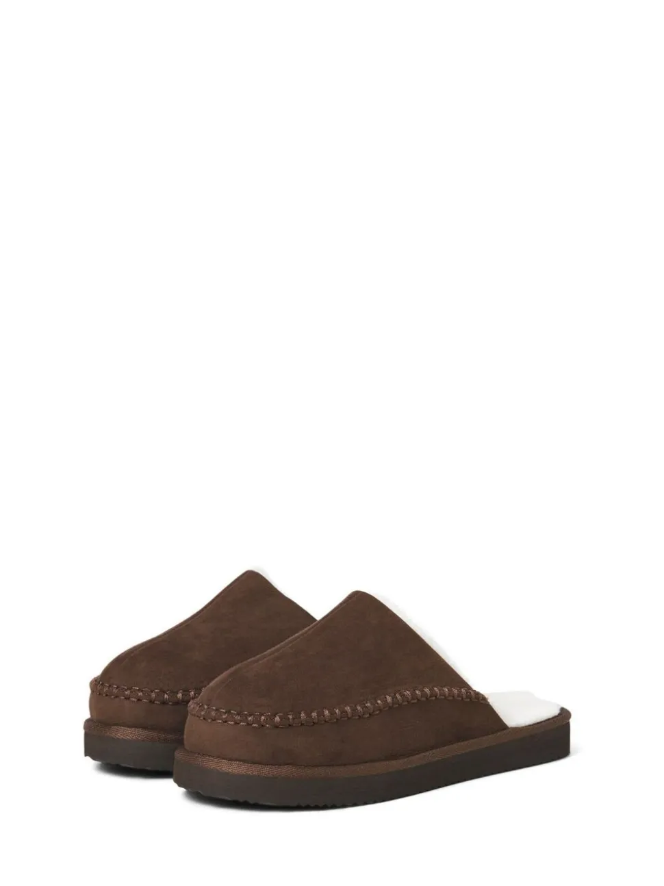 Bruin - JACK & JONES Fleece Lined Stitch Detail Mule Slippers