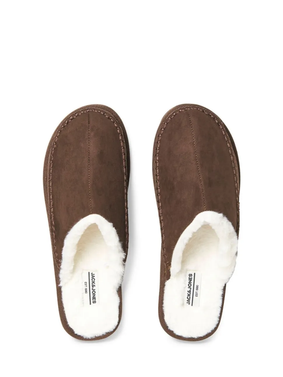 Bruin - JACK & JONES Fleece Lined Stitch Detail Mule Slippers