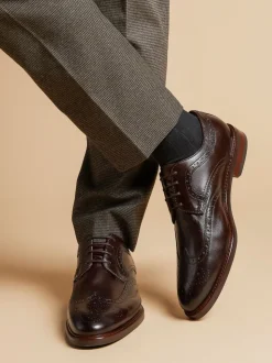 Bruin - Jones Bootmaker Longwood suède derby-brogueschoenen