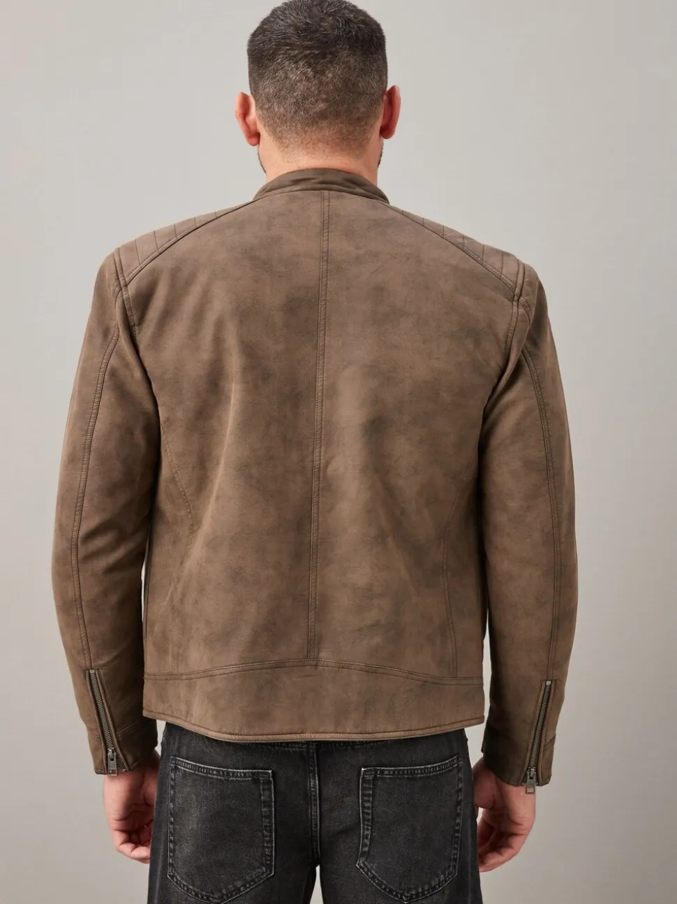 Bruin - Kunstleren bikerjack