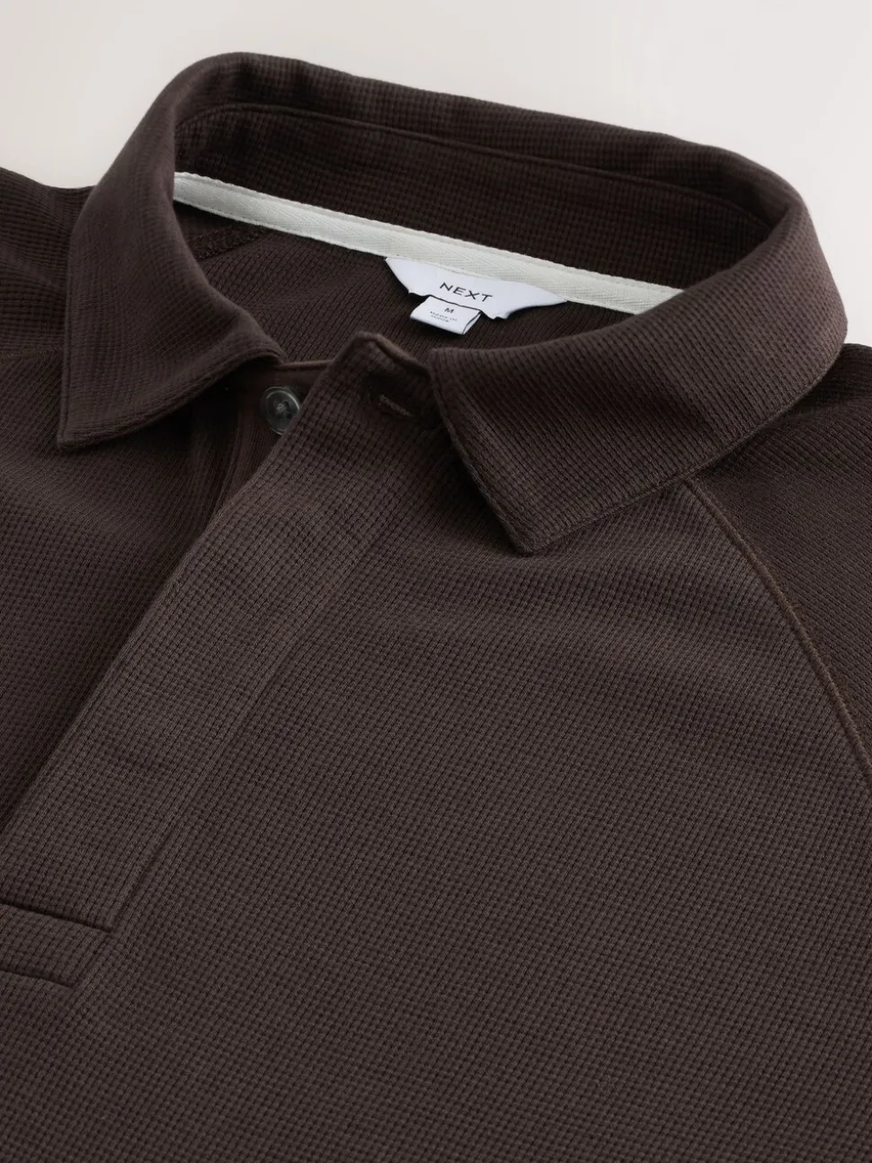 Bruin - Lange mouwen - Polo met lange mouwen en wafeltextuur