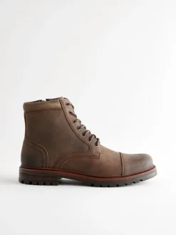Bruin - Leather Toe Cap Zip Up Boots