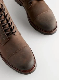Bruin - Leather Toe Cap Zip Up Boots