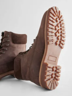 Bruin - Leren laarzen met veters