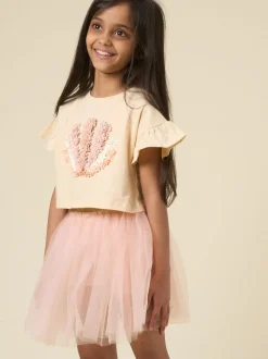 Bruin - Miss Cropped Printed T-Shirt and Skirt Outfit Set