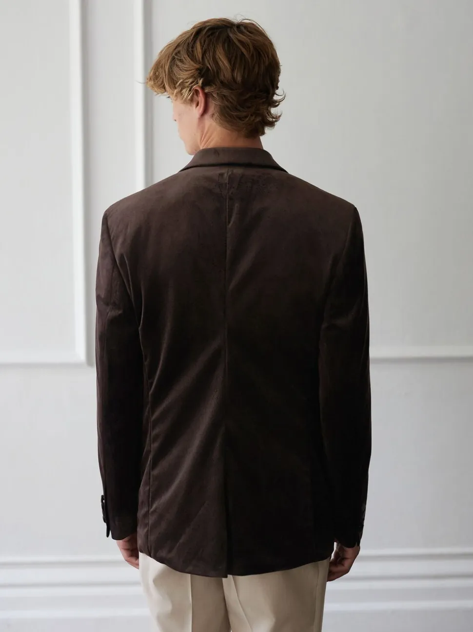 Bruin - Normale Pasvorm - Fluwelen blazer