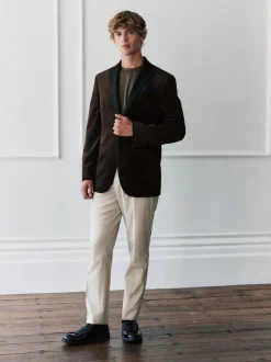 Bruin - Normale Pasvorm - Fluwelen blazer