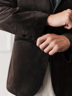 Bruin - Normale Pasvorm - Fluwelen blazer