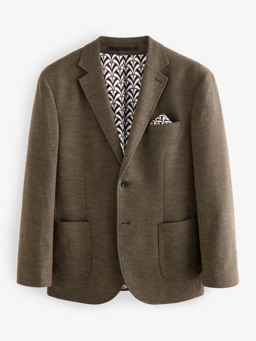 Bruin - Normale Pasvorm - Modieuze blazer met textuur