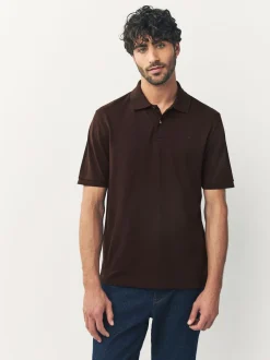 Bruin - Normale Pasvorm - Piqué poloshirt met korte mouwen