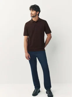 Bruin - Normale Pasvorm - Piqué poloshirt met korte mouwen
