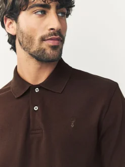 Bruin - Normale Pasvorm - Piqué poloshirt met korte mouwen