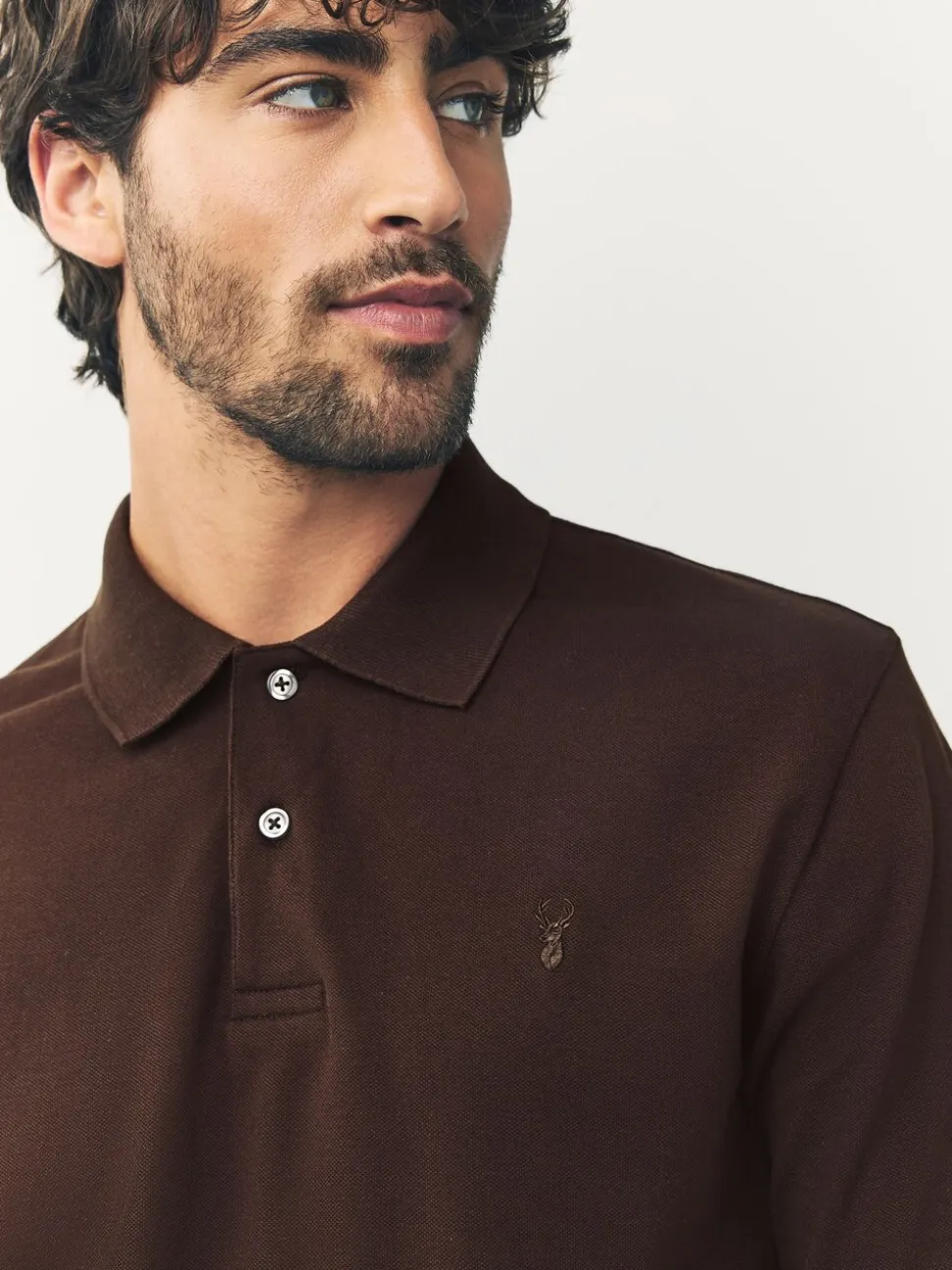 Bruin - Normale Pasvorm - Piqué poloshirt met korte mouwen