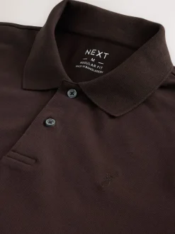 Bruin - Normale Pasvorm - Piqué poloshirt met korte mouwen