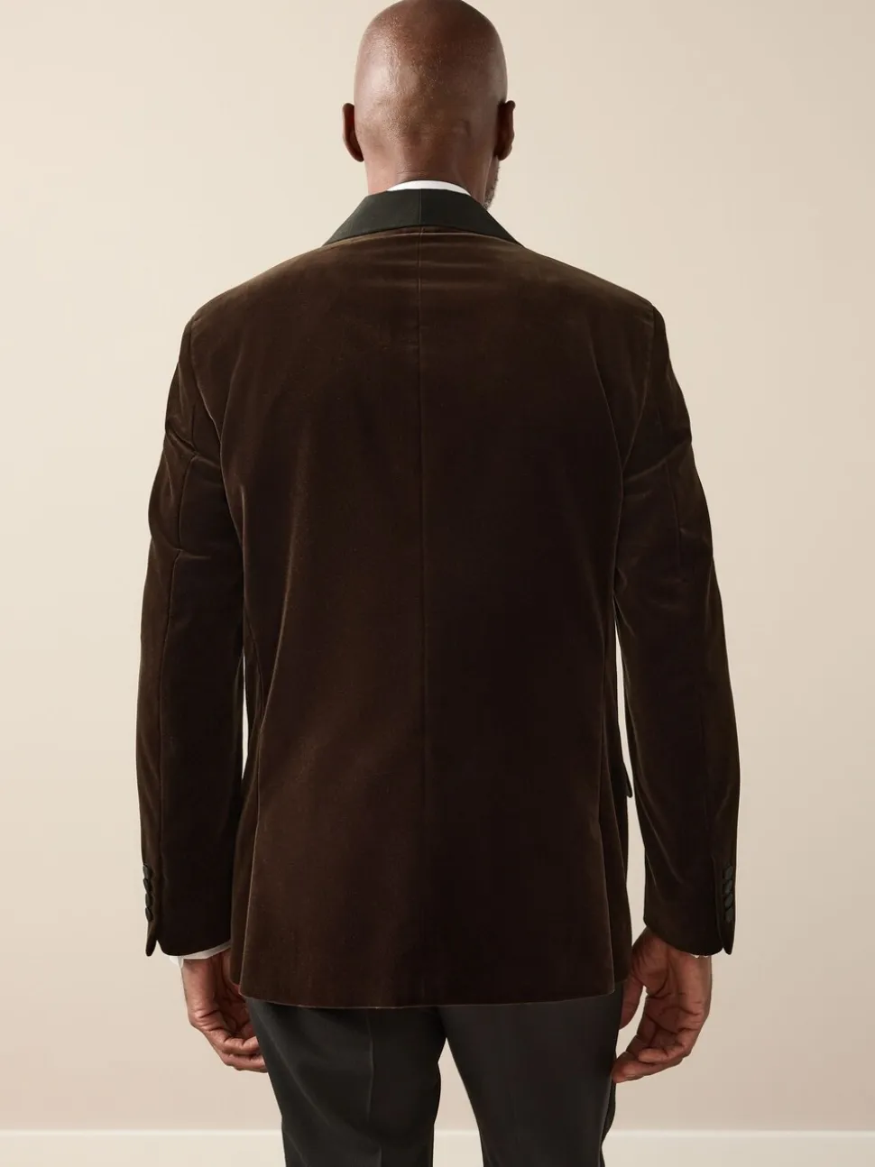 Bruin - Normale Pasvorm - Signature Pontoglio Italiaanse fluwelen blazer met sjaalkraag