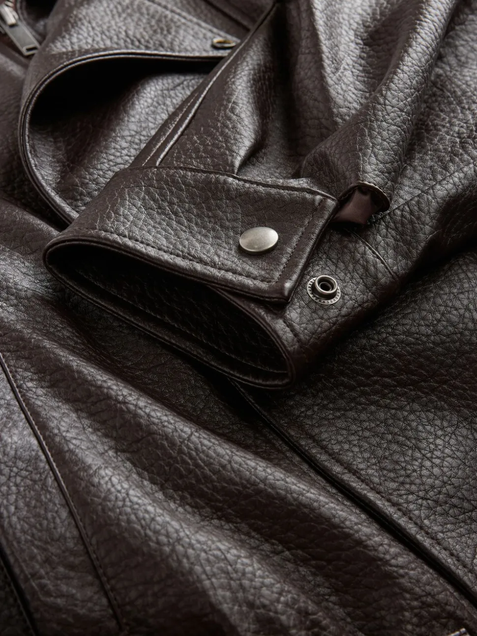 Bruin - Nothing Ordinary Faux Leather Funnel Collared Biker Jacket