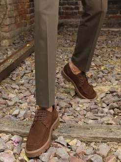 Bruin - Off The Hook Harvey Suede Leather Casual Lace-Up Boat Shoes