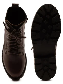 Bruin - Off The Hook Nala Chunky Leather Lace-Up Combat Ankle Boots